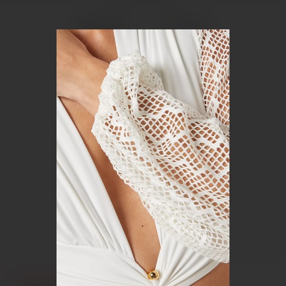 PatBO Plunge Netted Sleeve swimsuit - Picture 5 of 9